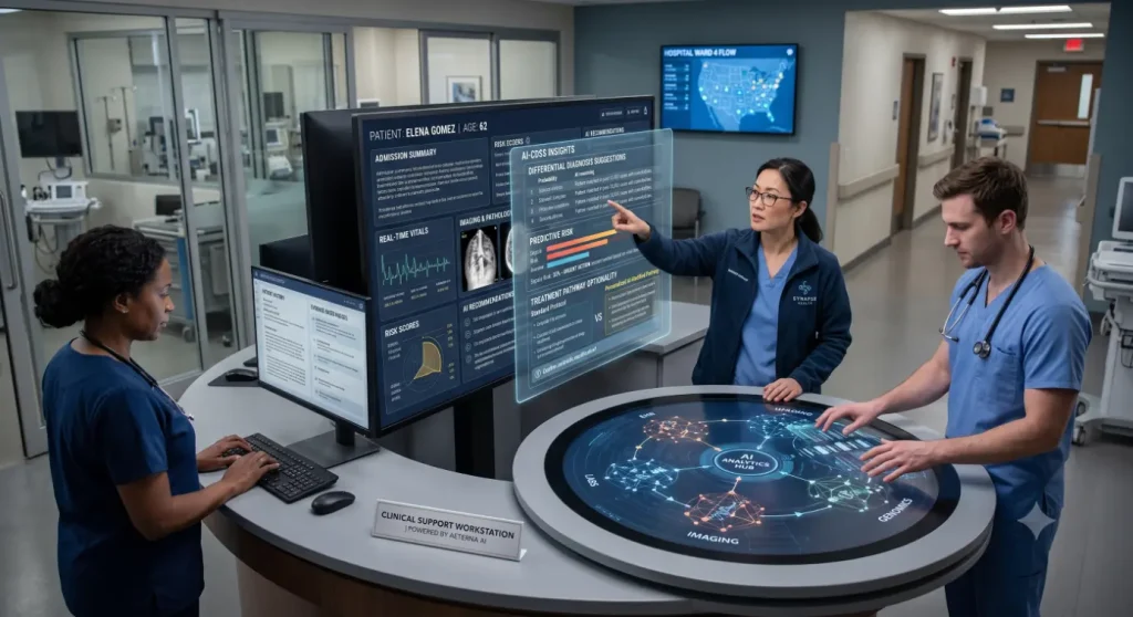 AI-driven medical team collaborating in modern hospital setting-Automated Retinal Image Analysis 2