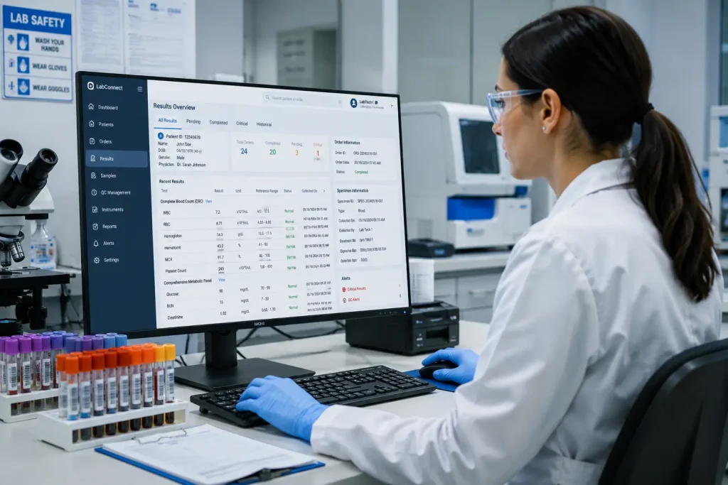 Digital lab results reviewed by technician- Integrated Medical Software 3