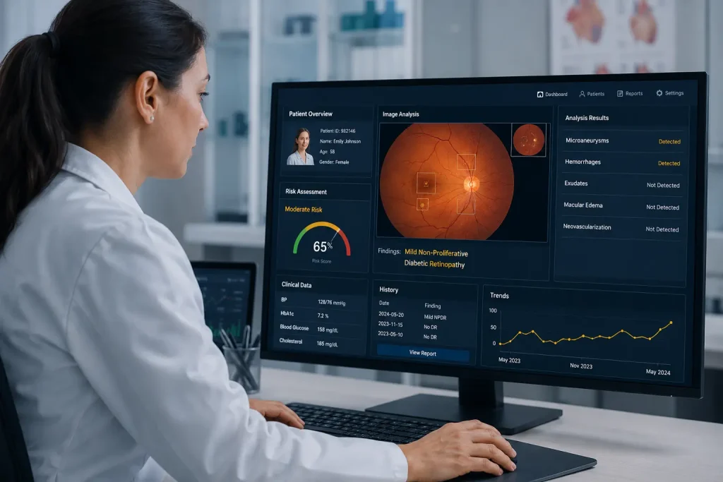Doctor Reviewing Retinal Imaging Dashboard-FDA Software as a Medical Device Guidance 3