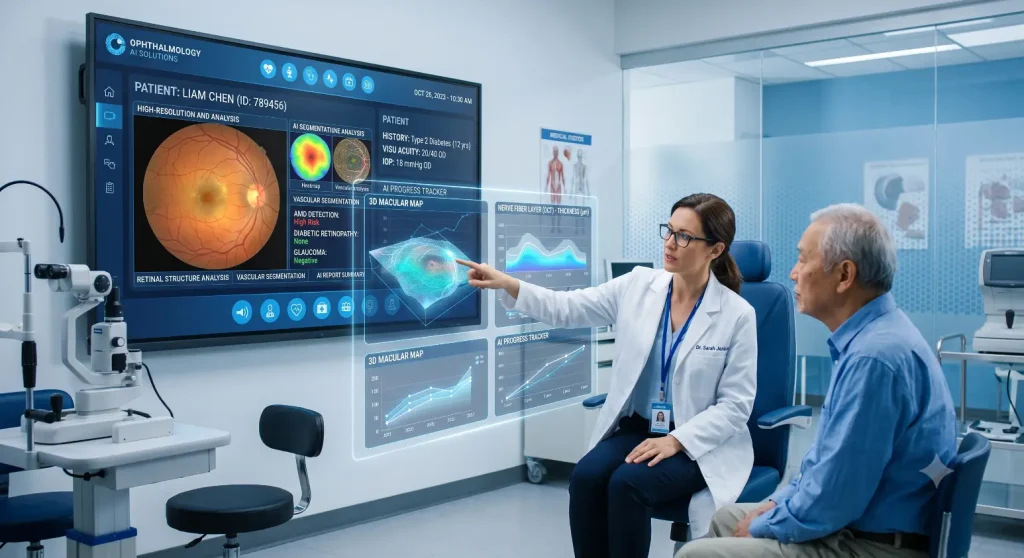 Doctors collaborate in a futuristic smart hospital-AI Medical Software 2