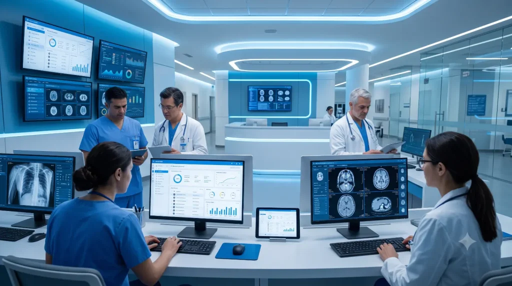 Doctors use high-tech screens in hospital-Medical Softwares 3