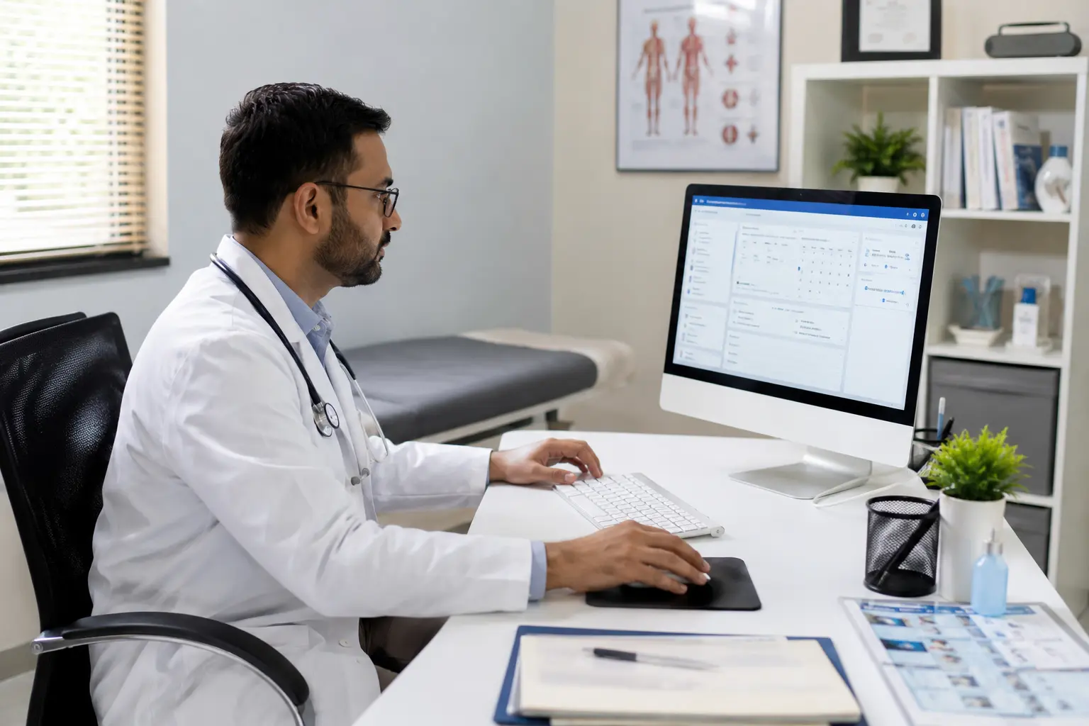 Doctor Working in a Modern Clinic Office-Best Cloud-Based Medical Practice Software for Small Clinics 1