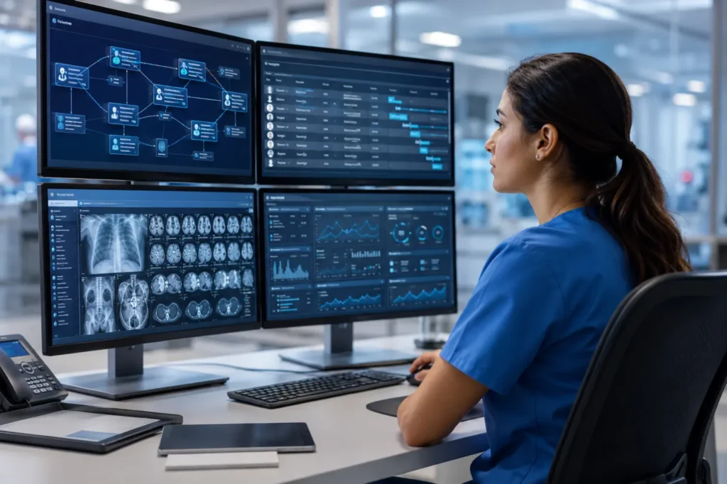 Focused Healthcare Professional at Medical Workstation-Medical Software Expert 1