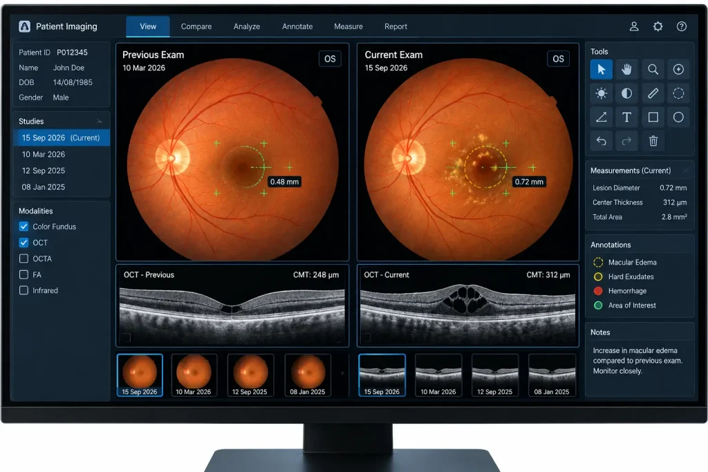 Retinal Imaging Comparison Dashboard-Medical Imaging Analysis Software 1